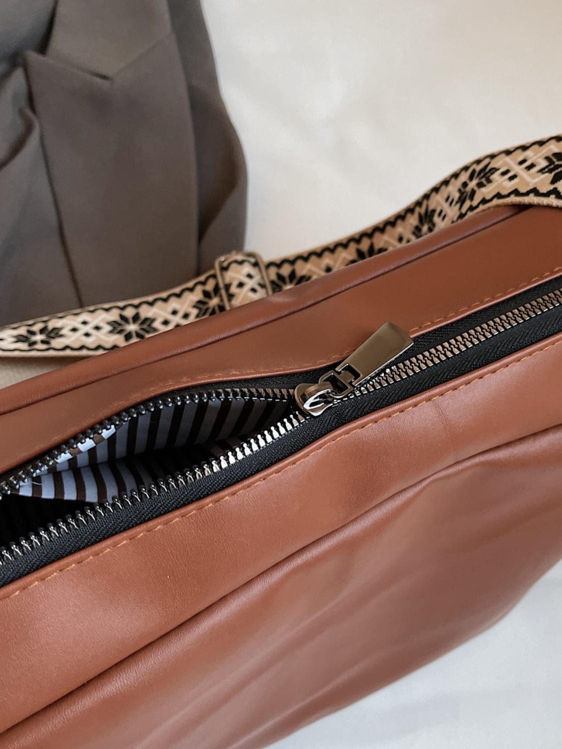 PU Leather Adjustable Strap Crossbody Bag - Trendsi