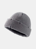 Distressed Cuffed Knit Hat - Trendsi - Flyclothing LLC
