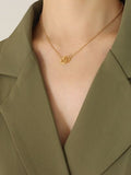 18K Gold-Plated Titanium Steel Hoop Pendant Necklace - Trendsi