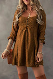 Textured Square Neck Mini Dress - Trendsi - Flyclothing LLC
