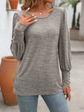 Decorative Button Round Neck Long Sleeve T-Shirt - Trendsi - Flyclothing LLC