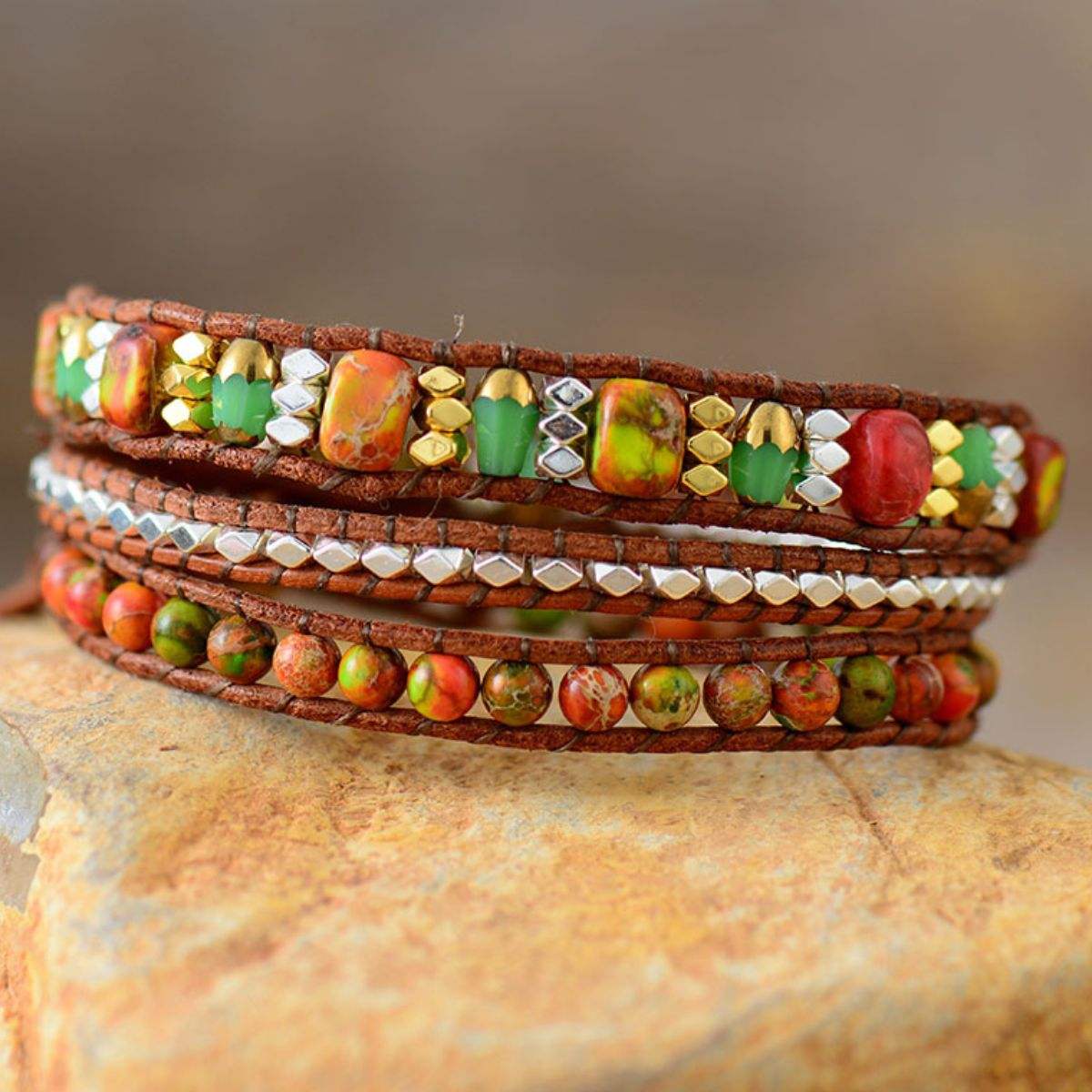Natural Stone Woven Bracelet - Trendsi - Flyclothing LLC