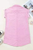 Button Down Short Sleeve Denim Dress - Trendsi - Flyclothing LLC
