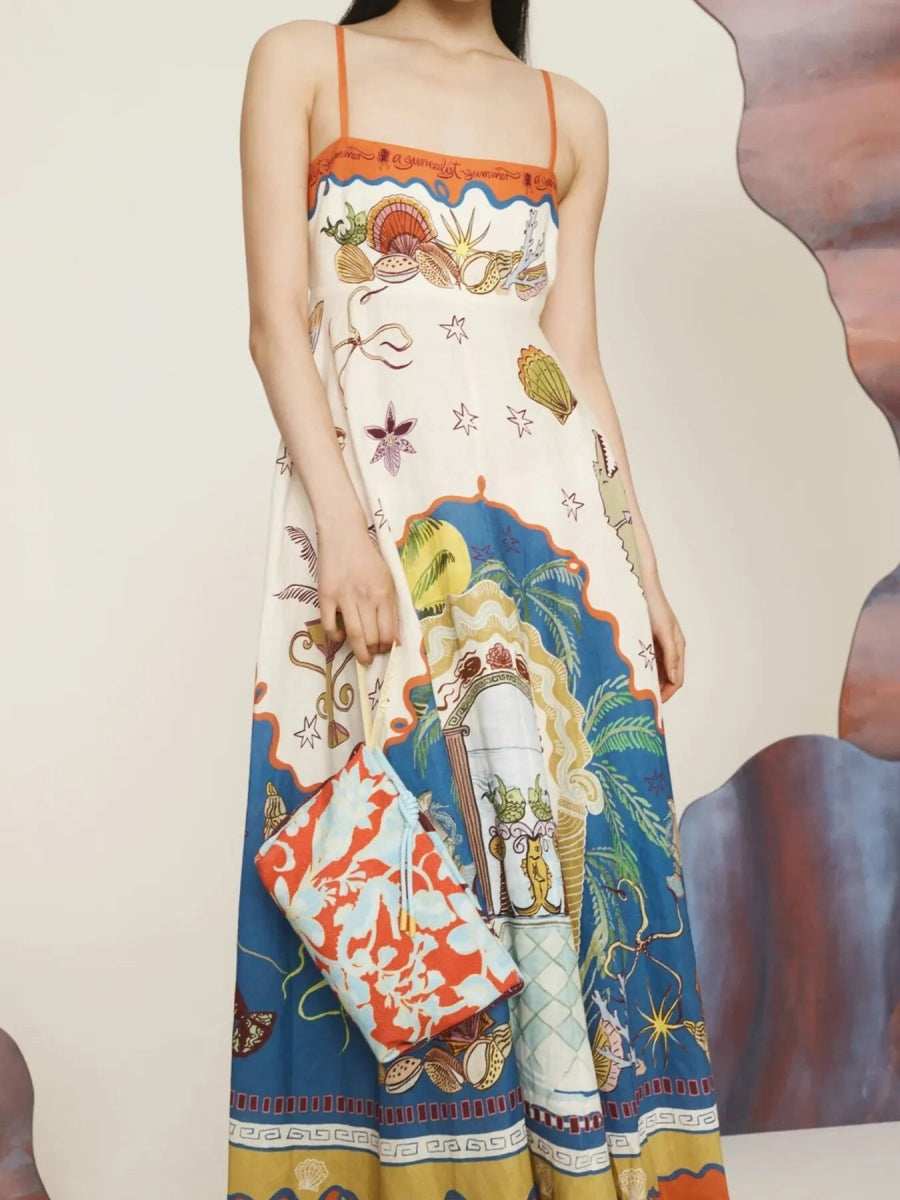 Printed Square Neck Maxi Cami Dress - Trendsi - Flyclothing LLC