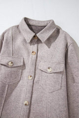 Button Up Collared Neck Long Sleeve Jacket - Trendsi - Flyclothing LLC