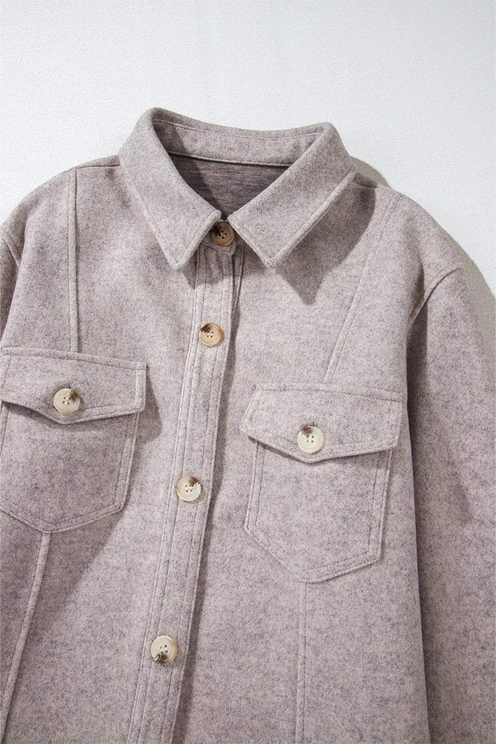 Button Up Collared Neck Long Sleeve Jacket - Trendsi - Flyclothing LLC
