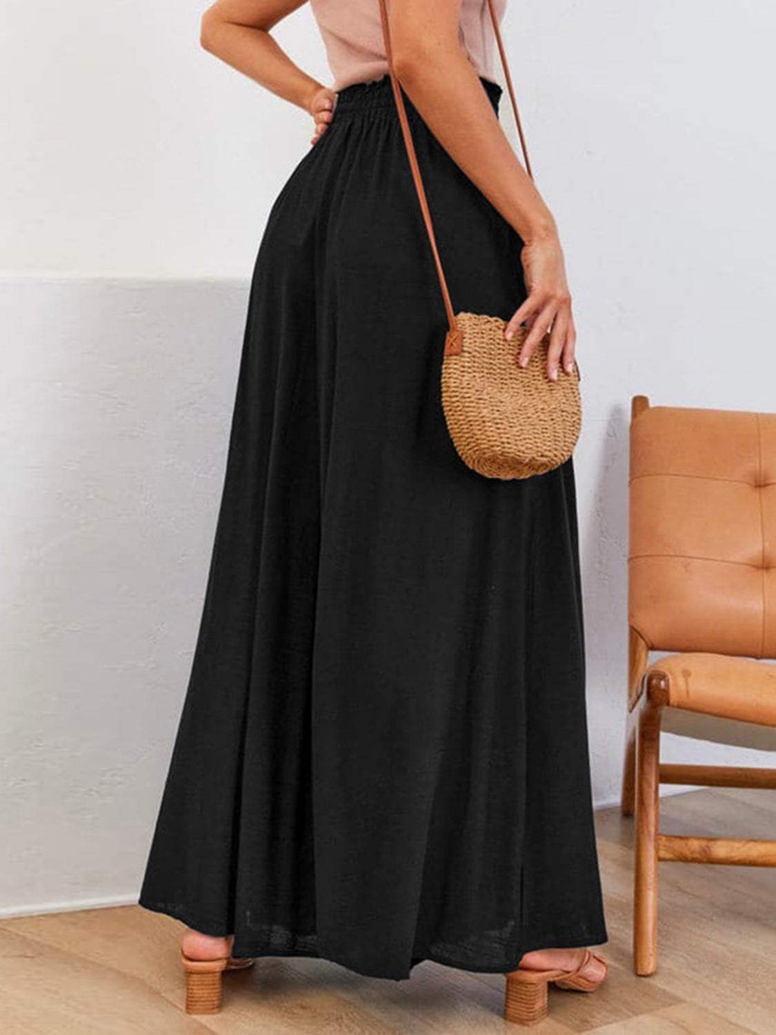 Drawstring Wide Leg Pants with Pockets - Trendsi - Flyclothing LLC
