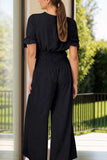 Surplice Short Sleeve Top and Pants Set - Trendsi - Flyclothing LLC