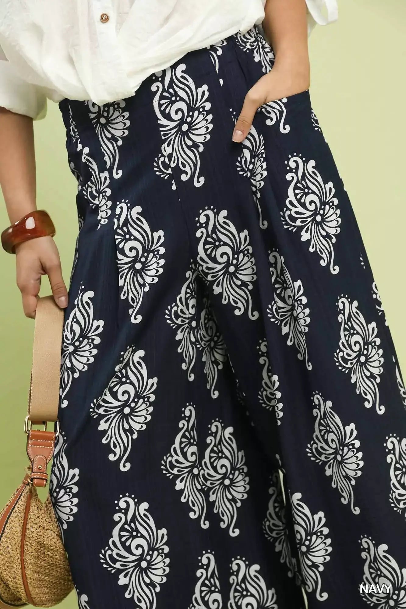 Umgee Abstract Print Wide Leg Pants - Trendsi - Flyclothing LLC