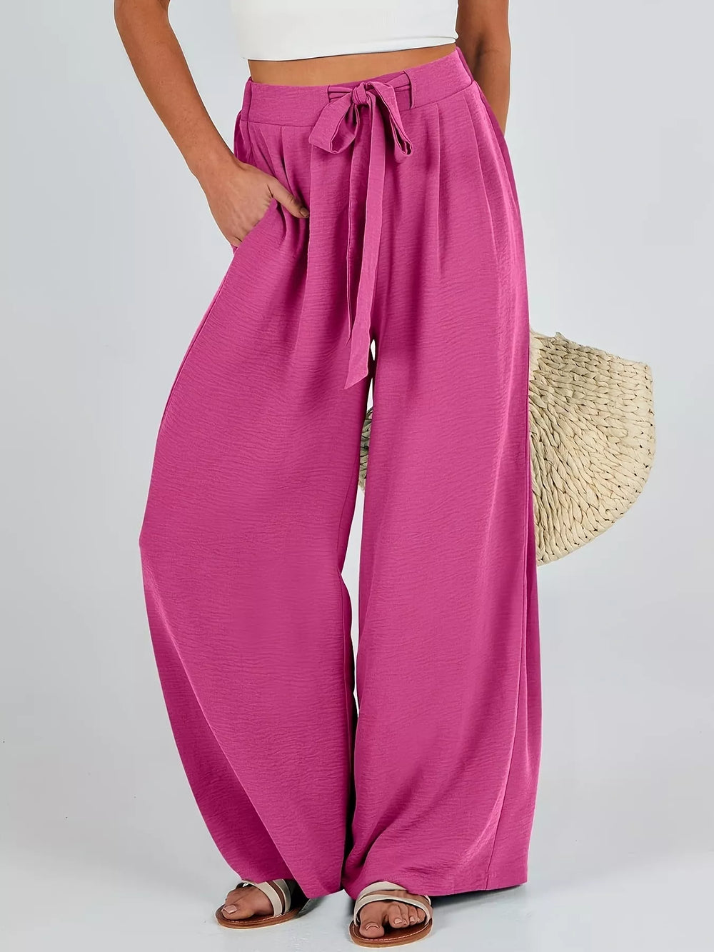 Tied Wide-Leg Pants - Trendsi - Flyclothing LLC