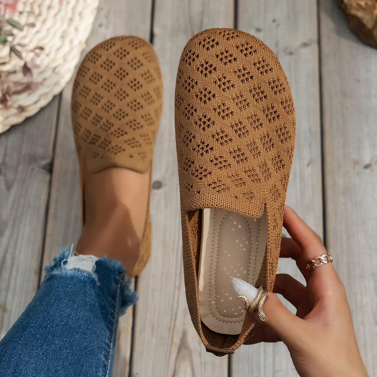 Mesh Round Toe Flat Slip-Ons - Trendsi - Flyclothing LLC