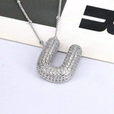 Copper Inlaid Zircon Letter Pendant Necklace - Trendsi - Flyclothing LLC