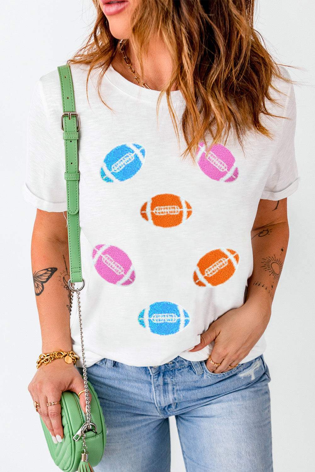 Football Round Neck Short Sleeve T-Shirt - Trendsi - Flyclothing LLC