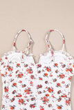 Floral Frilled Trim Spaghetti Straps Bodysuit - Trendsi - Flyclothing LLC