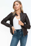 Snobbish PU Leather Biker Jacket with Side Zip Pockets - Trendsi - Flyclothing LLC