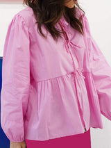 Tied Round Neck Long Sleeve Blouse - Trendsi - Flyclothing LLC