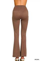 Zenana Brushed Dty Microfiber Flare Pants - Trendsi - Flyclothing LLC