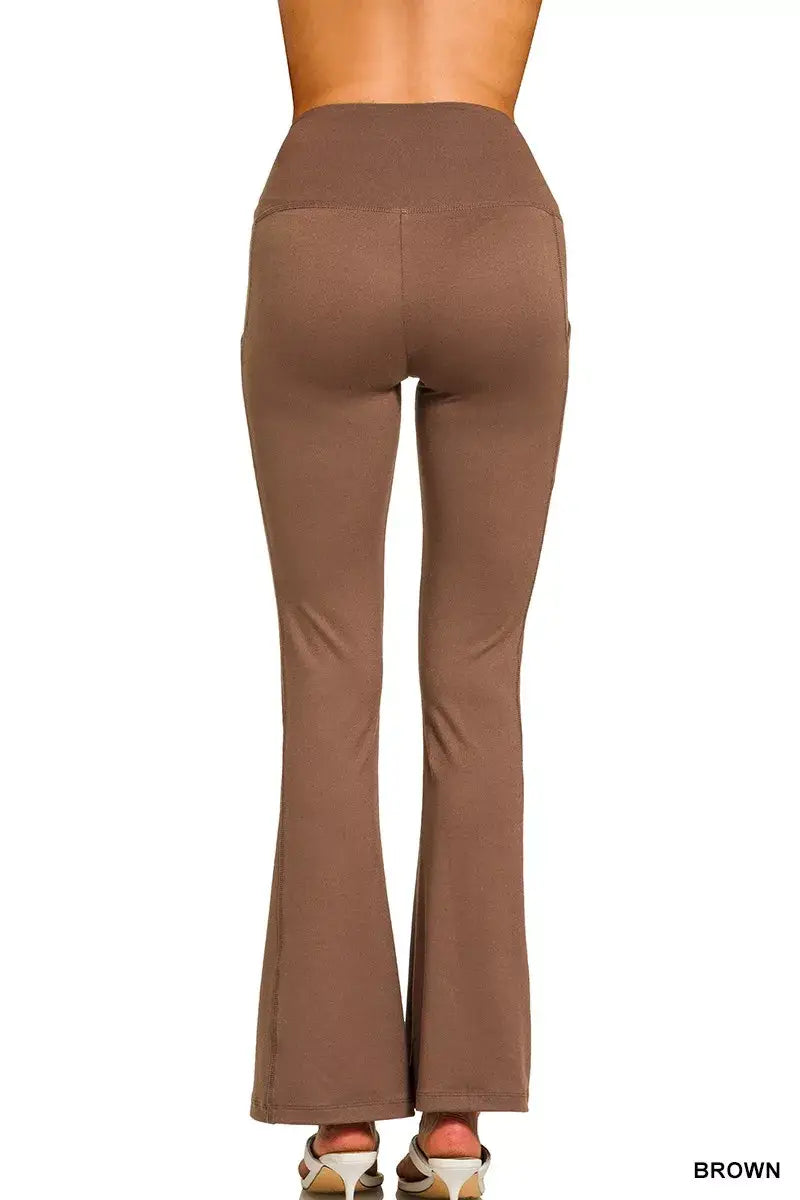 Zenana Brushed Dty Microfiber Flare Pants - Trendsi - Flyclothing LLC
