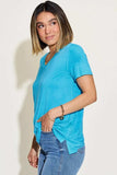 Basic Bae Full Size V-Neck High-Low T-Shirt - Trendsi - Flyclothing LLC