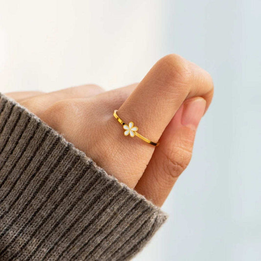 925 Sterling Silver Enamel Flower Ring - Trendsi - Flyclothing LLC