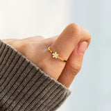 925 Sterling Silver Enamel Flower Ring - Trendsi