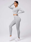 Back Crisscross Round Neck Long Sleeve Top and Leggings Active Set - Trendsi - Flyclothing LLC
