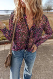 Printed Notched Long Sleeve Blouse - Trendsi - Flyclothing LLC