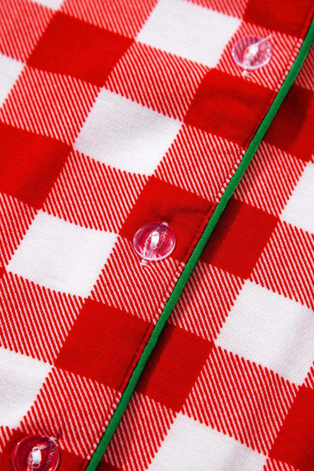 Plaid Collared Neck Long Sleeve Top and Pants Set - Trendsi - Flyclothing LLC