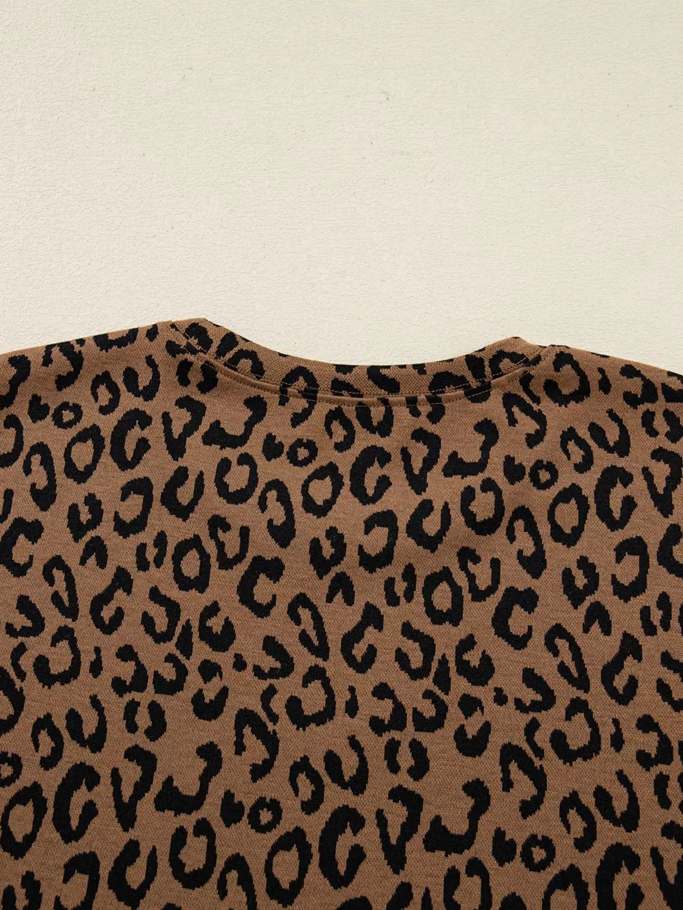 Striped Trim Leopard Long Sleeve Top Drawstring Pant Set - Trendsi - Flyclothing LLC