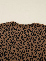 Striped Trim Leopard Long Sleeve Top Drawstring Pant Set - Trendsi - Flyclothing LLC