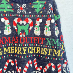 Christmas Pattern Round Neck Long Sleeve Sweater - Trendsi