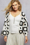 POL Open Front Cardigan with Varied Patterns - Trendsi - Flyclothing LLC