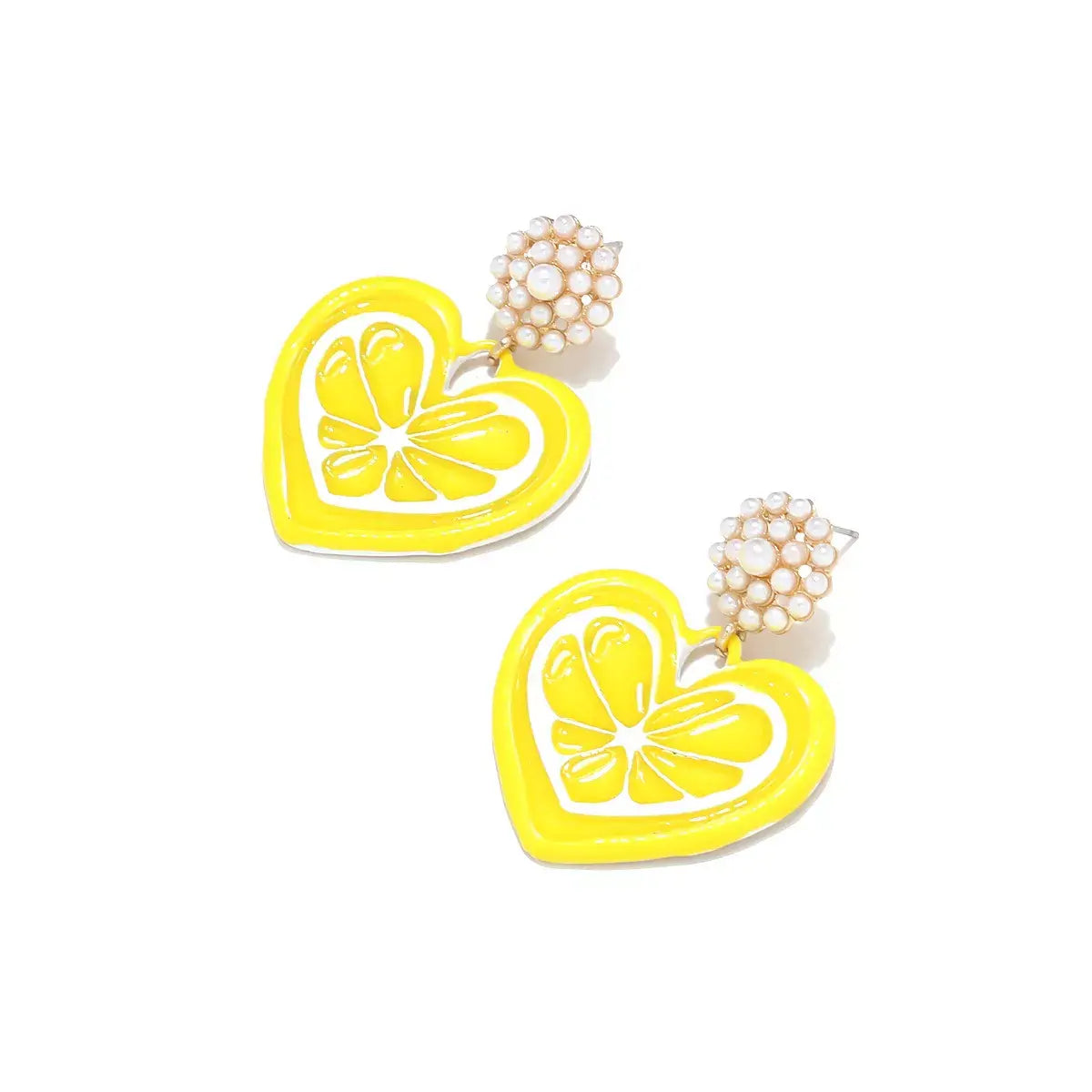 Heart Dangle Earrings with Pearl Accent - Trendsi - Flyclothing LLC