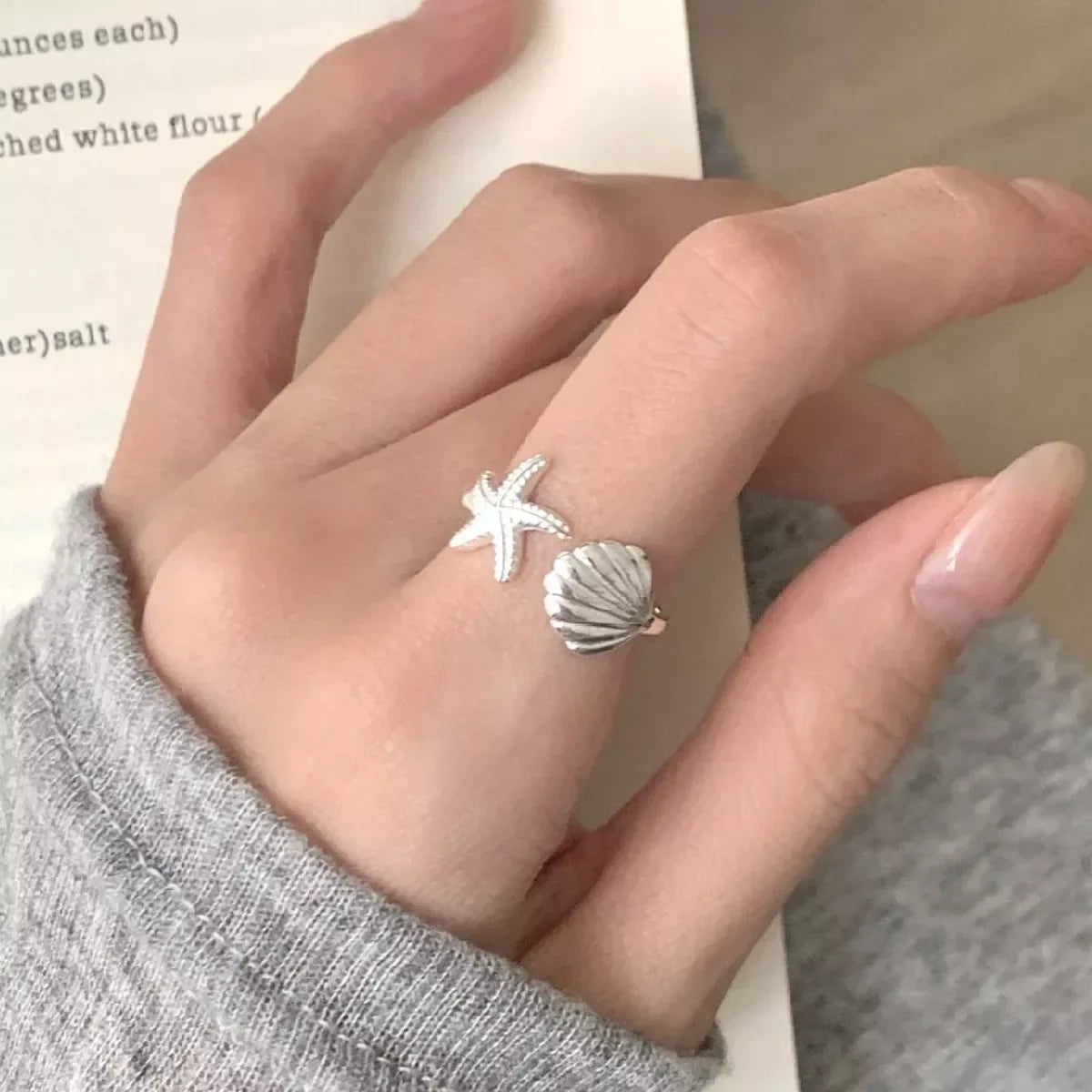 Starfish & Seashell Open Ring - Trendsi - Flyclothing LLC