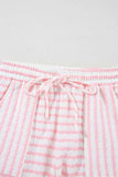 Stripe Knitted Short Sleeve Top and Drawstring Shorts Set - Trendsi - Flyclothing LLC