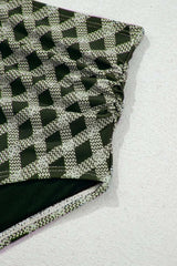 Dotted Mesh Plaid Patchwork High Waisted Swim Set - Trendsi - Flyclothing LLC