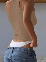 Ribbed Square Neck Tank Top - Trendsi - Flyclothing LLC