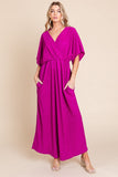 BOMBOM Surplice Maxi Dress with Pockets - Trendsi