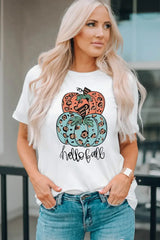 Pumpkin Graphic Short Sleeve T-Shirt - Trendsi - Flyclothing LLC