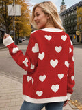 Heart Button Up Dropped Shoulder Long Sleeve Cardigan - Trendsi - Flyclothing LLC