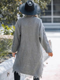Fringe Open Front Long Sleeve Cardigan - Trendsi