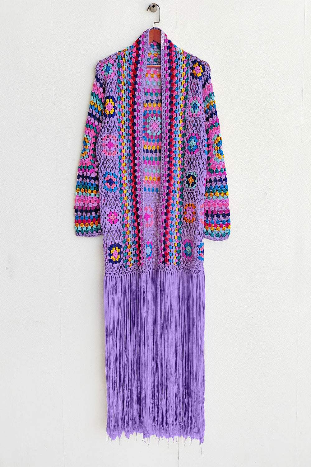 Fringe Tied Long Sleeve Cardigan - Trendsi - Flyclothing LLC