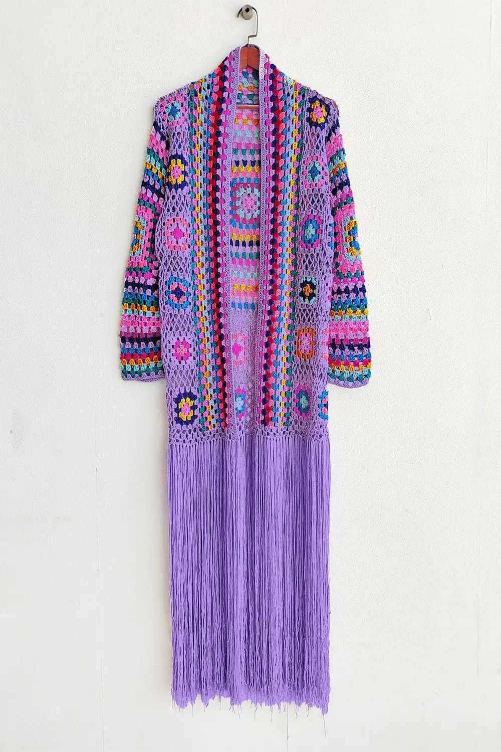 Fringe Tied Long Sleeve Cardigan - Trendsi - Flyclothing LLC