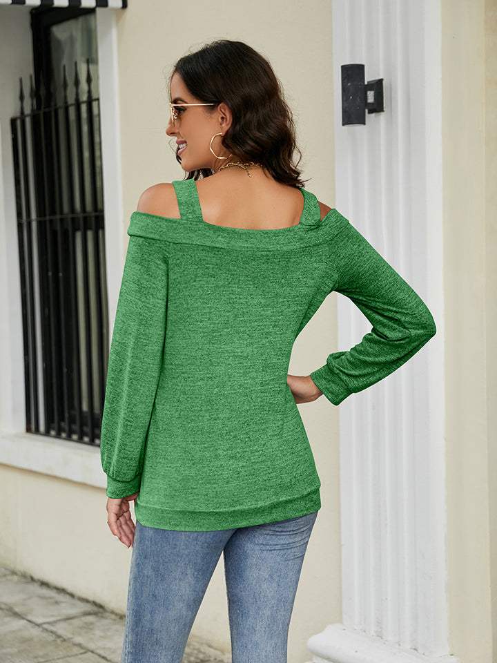 Cold Shoulder Cutout Square Neck Blouse - Trendsi - Flyclothing LLC