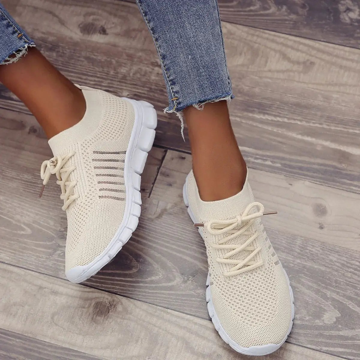 Breathable Mesh Round Toe Lace Up Athletic - Trendsi - Flyclothing LLC