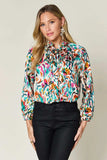 Double Take Full Size Printed Button Up Long Sleeve Shirt - Trendsi - Flyclothing LLC