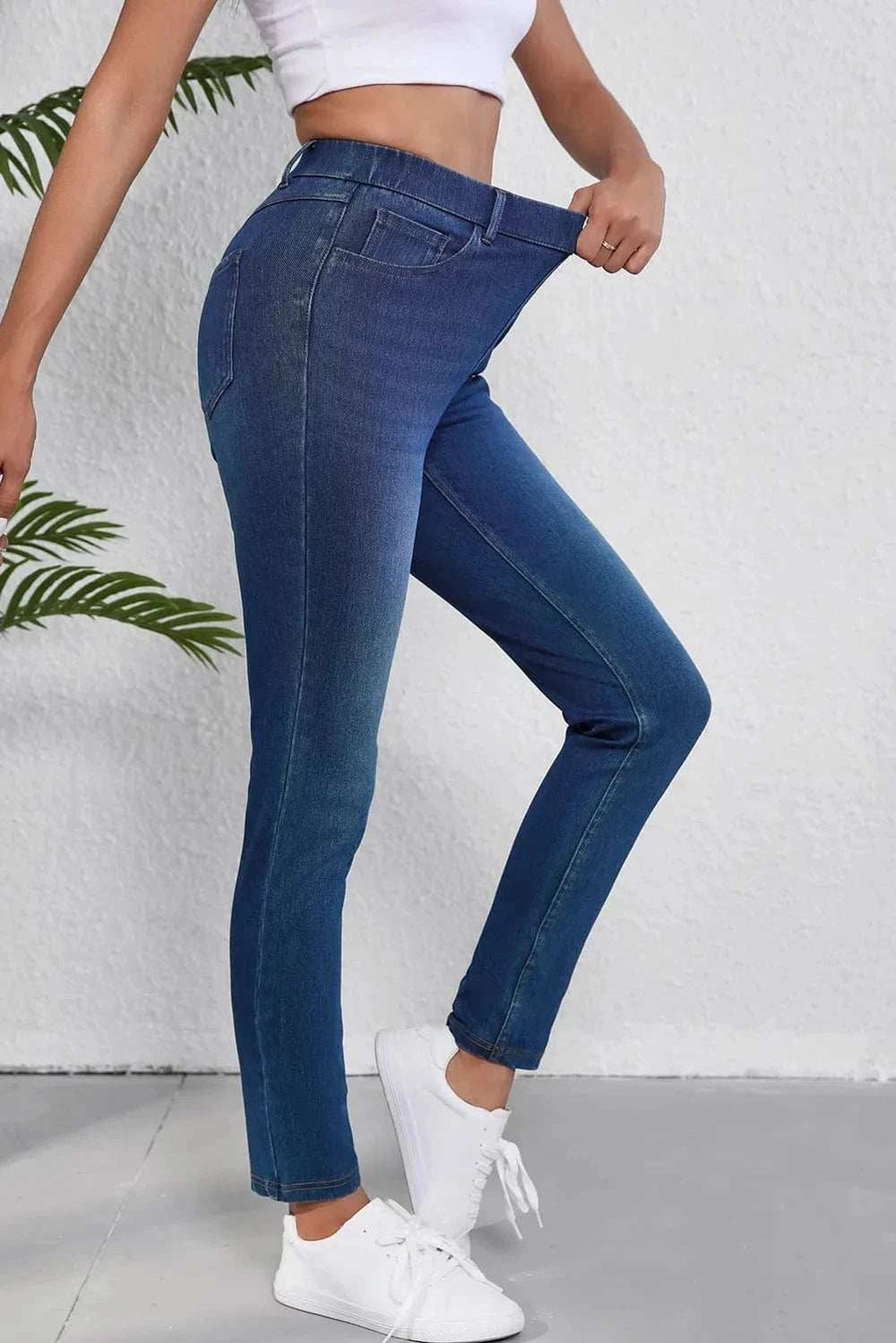 High Waist Skinny Jeans with Pockets - Trendsi - Flyclothing LLC