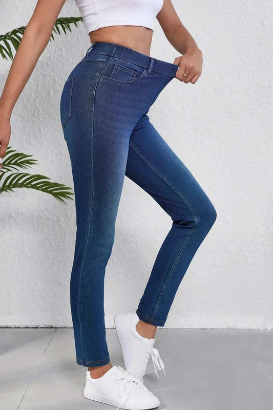 High Waist Skinny Jeans with Pockets - Trendsi - Flyclothing LLC