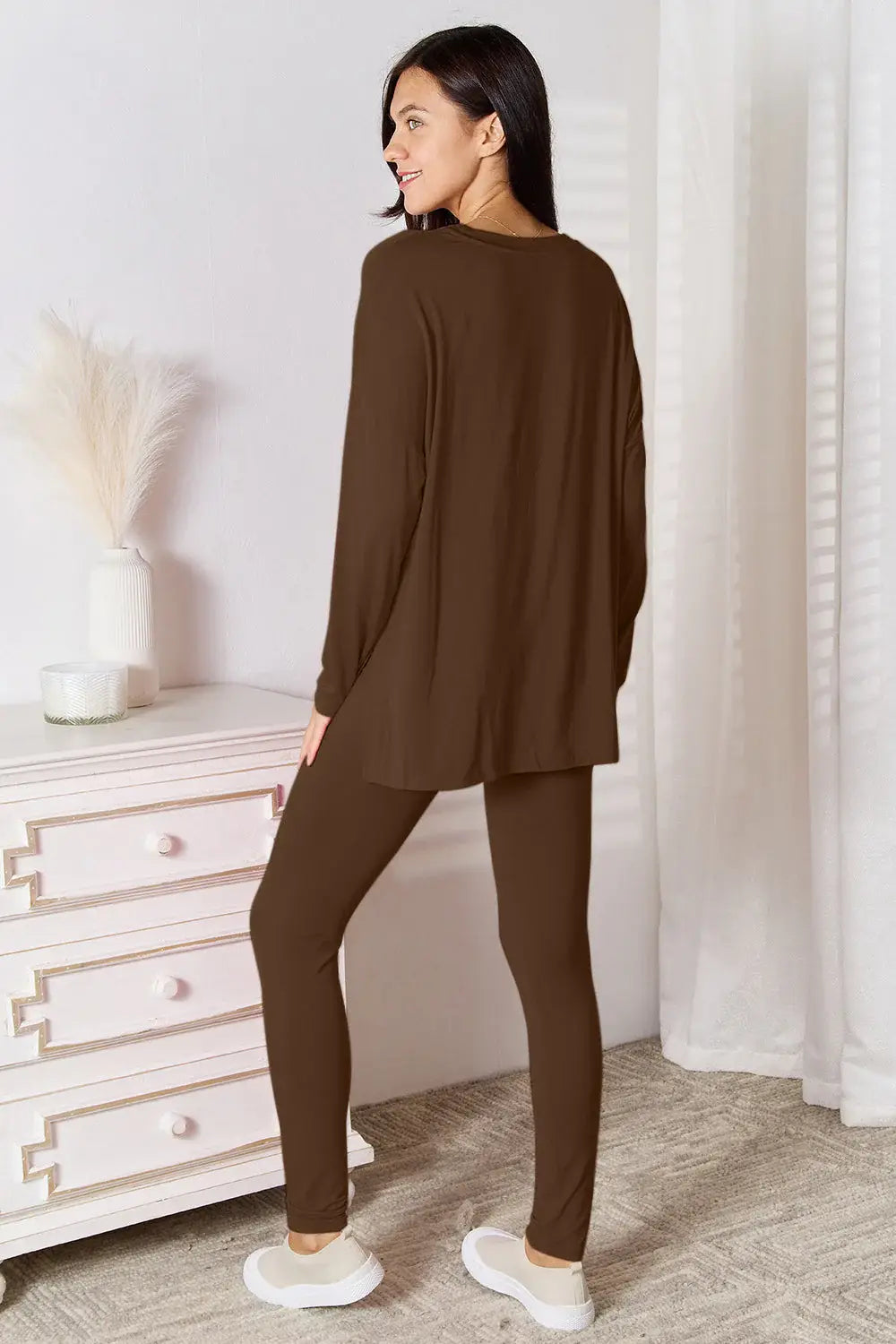 Basic Bae Full Size V-Neck Soft Rayon Long Sleeve Top and Pants Lounge Set - ShopBasicbae - Flyclothing LLC