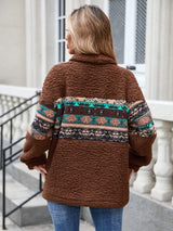 Half Zip Long Sleeve Fuzzy Top - Trendsi - Flyclothing LLC